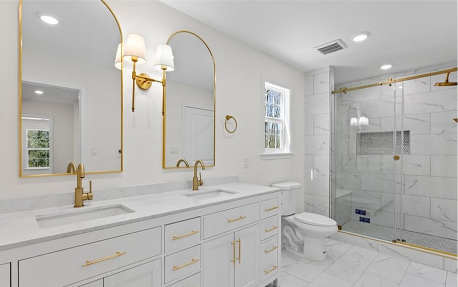 Arched-Mirror Glam Bath — Bathrooms by DFC Home Improvement