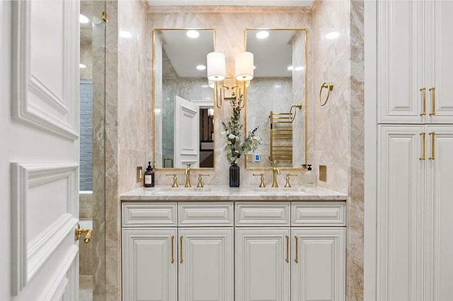 Arched-Mirror Glam Bath — Bathrooms by DFC Home Improvement