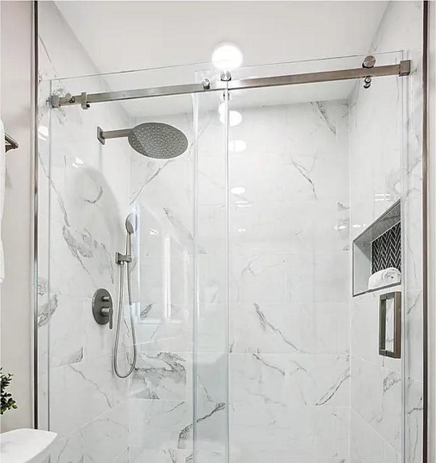 Arched-Mirror Glam Bath — Bathrooms by DFC Home Improvement
