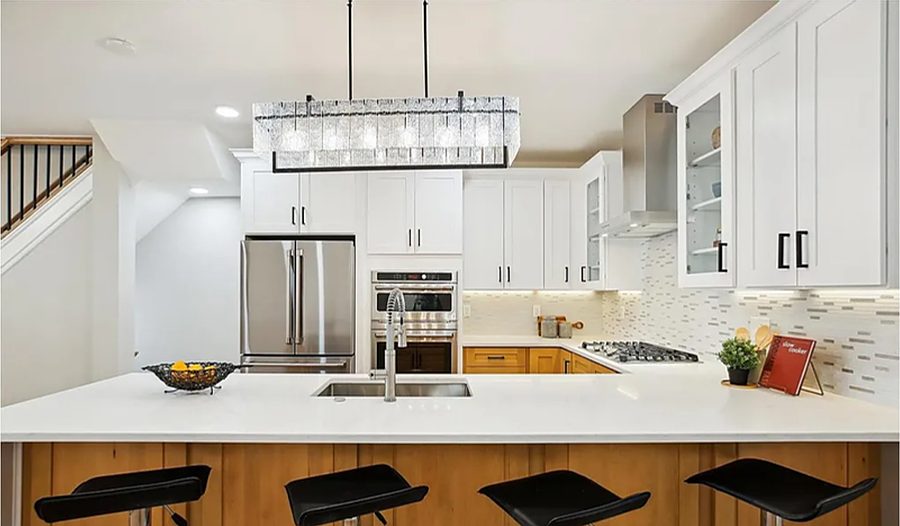 White & Wood Island — Kitchens by DFC Home Improvement