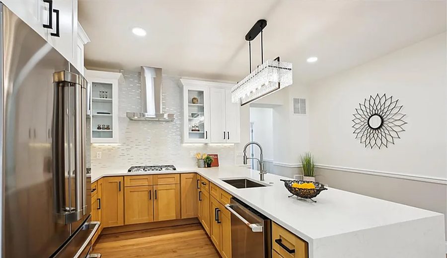 White & Wood Island — Kitchens by DFC Home Improvement