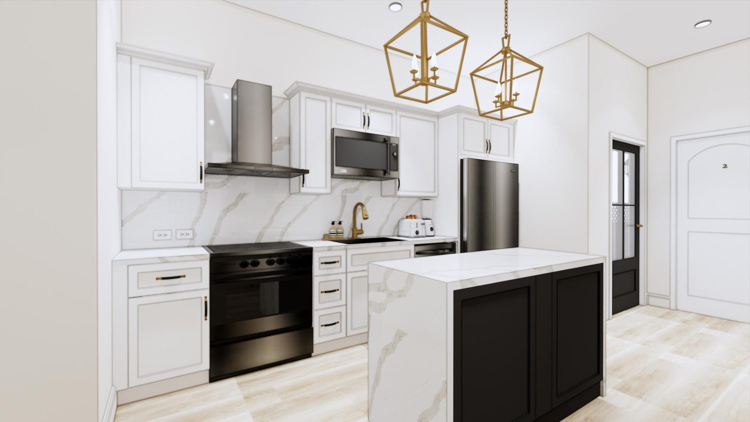 Warm Shaker Kitchen — 3D design rendering by DFC Home Improvement