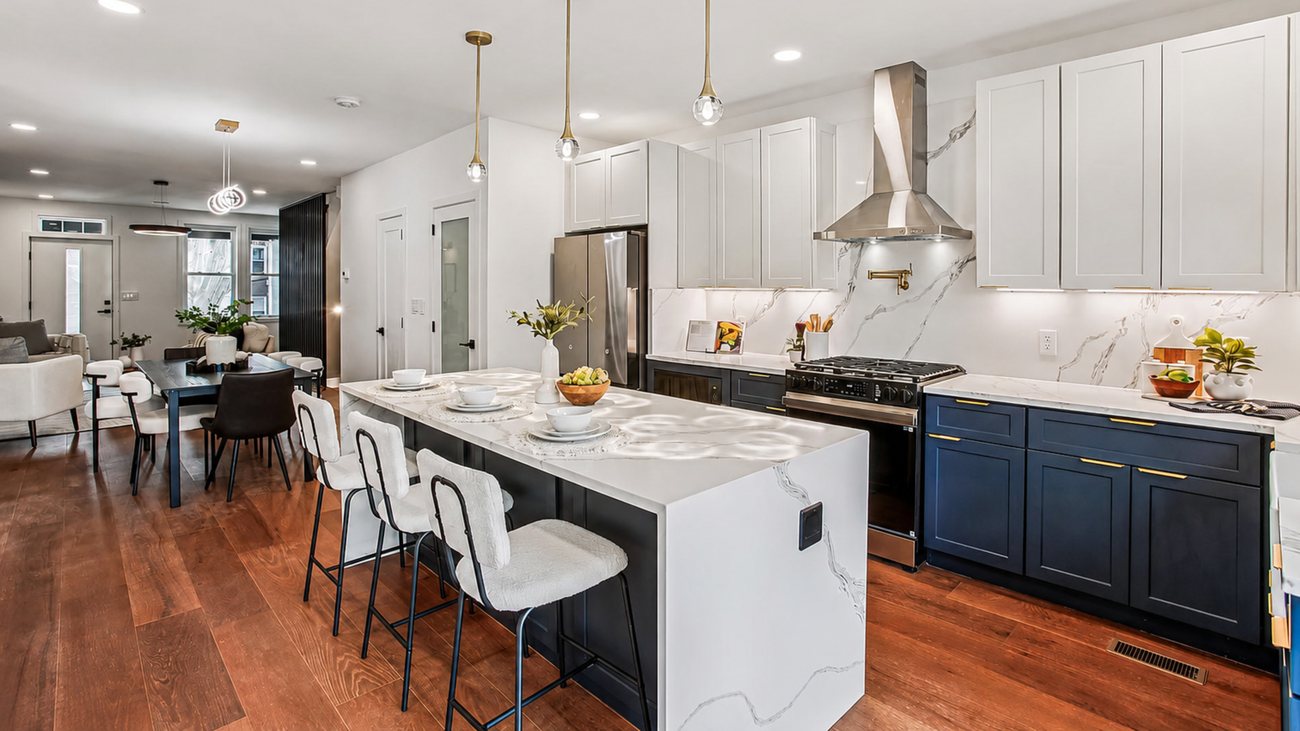 White & Navy Chef's Kitchen — finished project by DFC Home Improvement